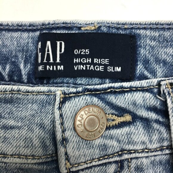 Gap Denim Women's Jeans High Rise Vintage Slim Straight Leg Light Wash size 0 - Picture 3 of 9